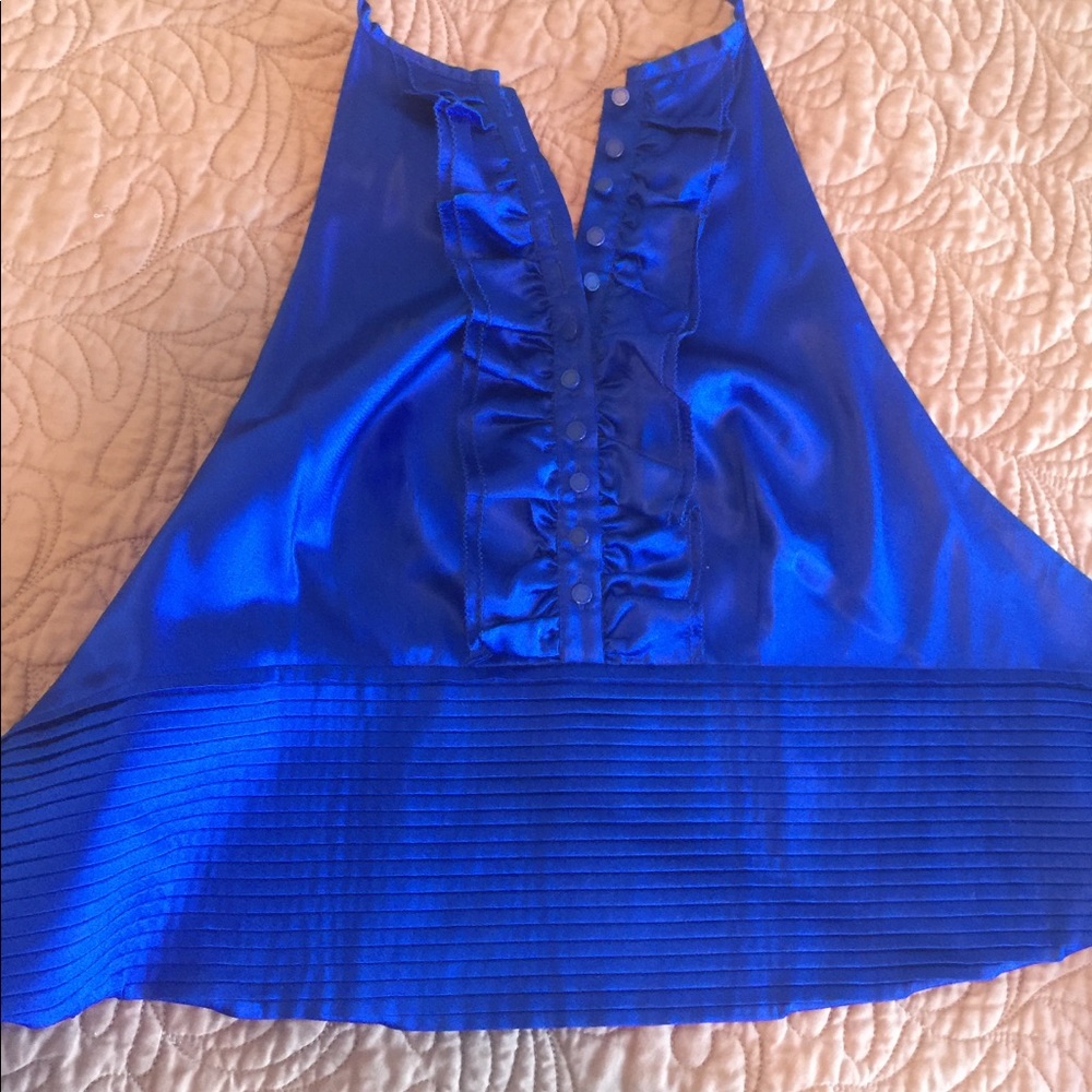 Satin halter with extended ties in back